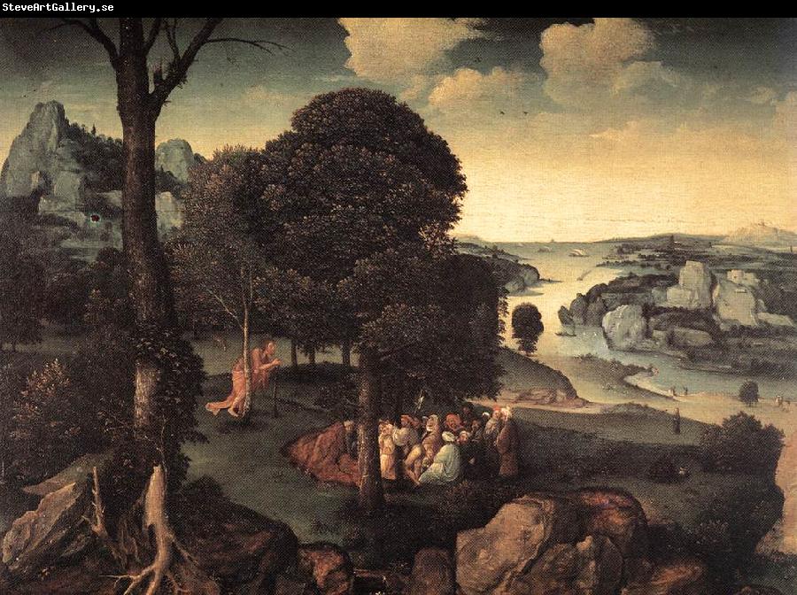 PATENIER, Joachim Landscape with St John the Baptist Preaching a